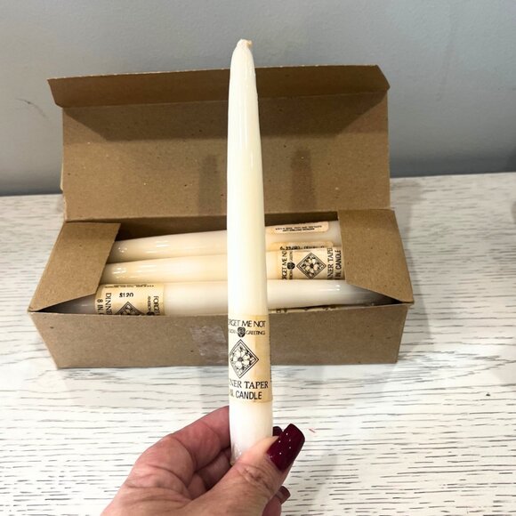12 Vintage White Forget Me Not American Greetings Dinner Taper 8” Candle Sticks - Picture 3 of 4